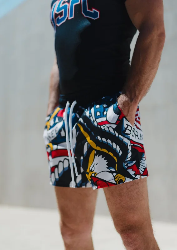 Shorts for Outdoor Adventures-Star Spangled Gym Shorts (5” & 7" Inseam)