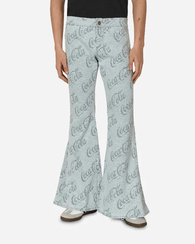 Custom Pants for Emergency Workers-Coca-Cola Jacquard Denim Flare Pants Grey