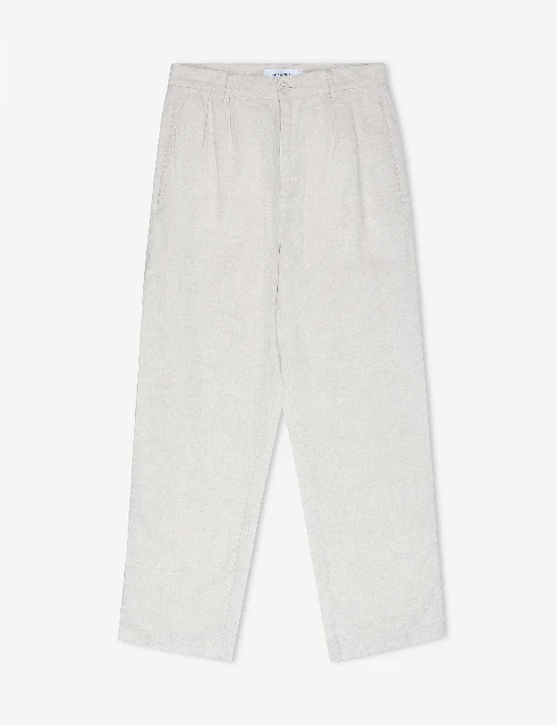 Custom Pants for Industrial Workers-Brooklyn Linen Pleated Pant - Natural