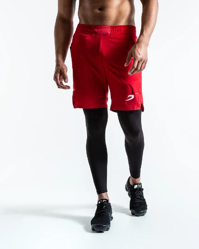 Stylish Beach Shorts for Men-Pep Shorts (2-In-1 Training Tights) - Red/Black