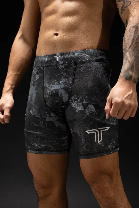 Custom Shorts for Sports Fans-Blackout Hunter Camo Compression Shorts