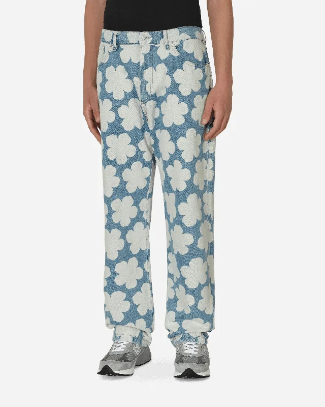 Custom Pants for Sports Teams-Hana Dots Loose Fit Jeans Blue