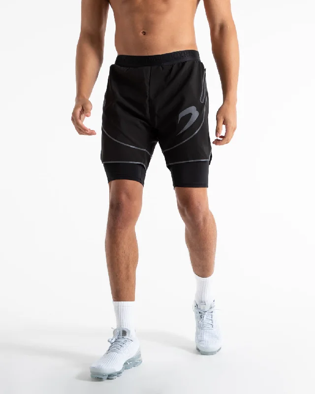 Performance Shorts with Custom Prints-Wilde 2-in-1 Shorts - Black