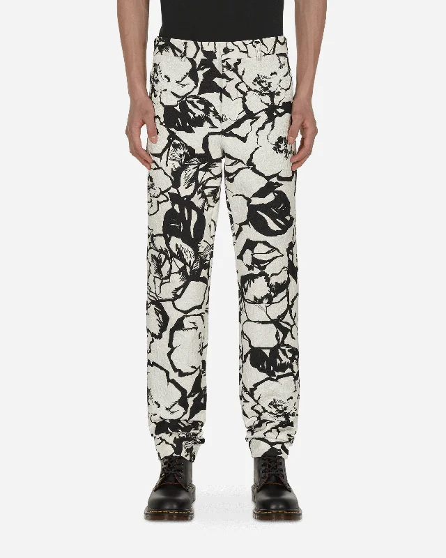 Custom Pants for Trail Running-Floral Trousers White