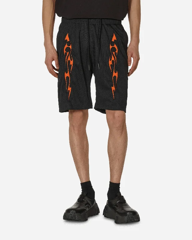 Shorts for Custom Logo Printing-Flame Mesh Shorts Black