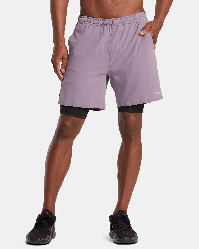 Sports Shorts for Soccer Players-Yogger Train 2-In-1 17" Workout Shorts - Purple Sage