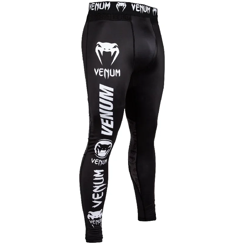 Custom Pants with Secure Pockets-Venum Logos Compression Tights - Black/White