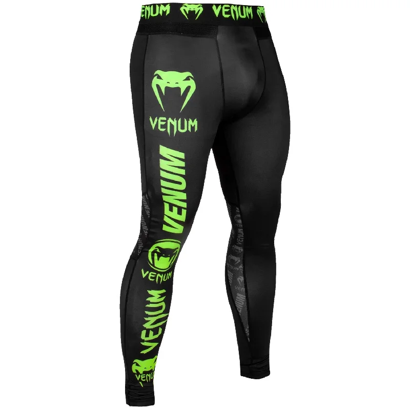 Custom Pants for Fishing-Venum Logos Tights - Black/Neo Yellow