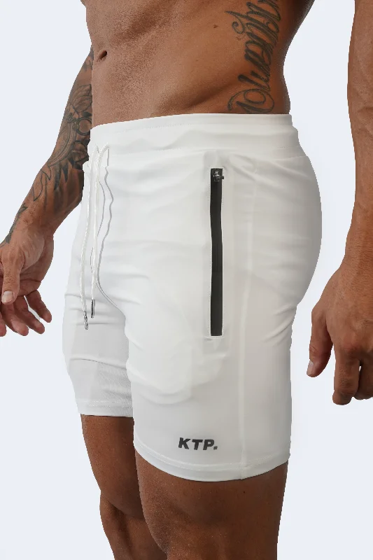 Shorts with Logo for Teams-HYBRID SHORTS - WHITE