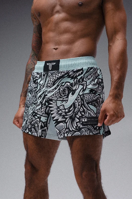 Comfortable Stretch Shorts for Men-Iron Dragon Fight Shorts (5"&7“ Inseam) - Mint