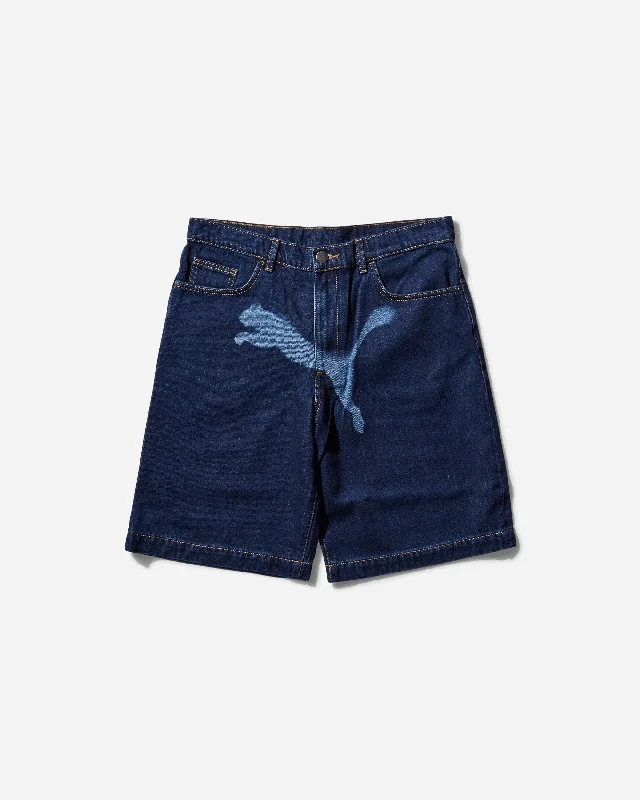 Athletic Shorts for Comfortable Wear-Men's A$AP Rocky Denim Shorts Dark Washed