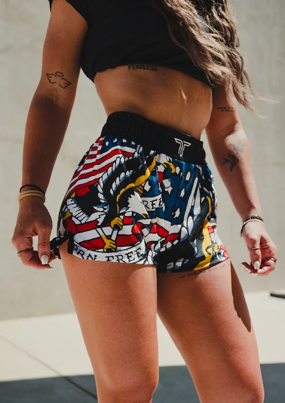 Casual Shorts for Beach Days-Star Spangled Women's Fight Shorts (3" Inseam)