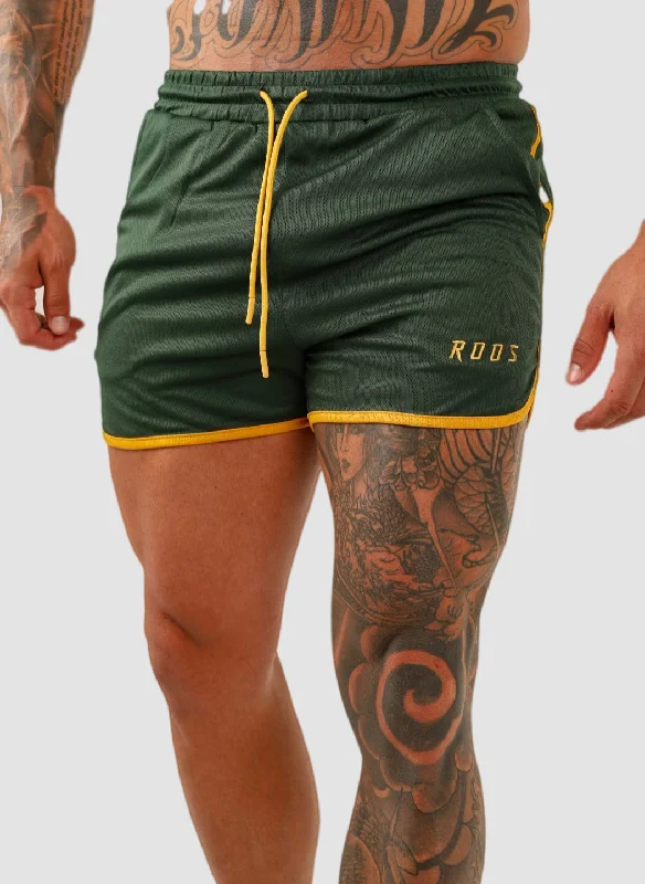 Custom Beach Shorts-Retro Shorts - Green & Gold