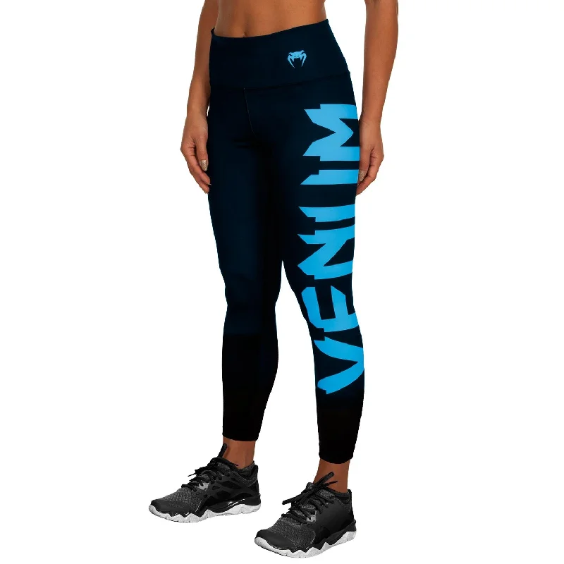 Custom Pants for Firefighters-Venum Giant Leggings - Black/Cyan