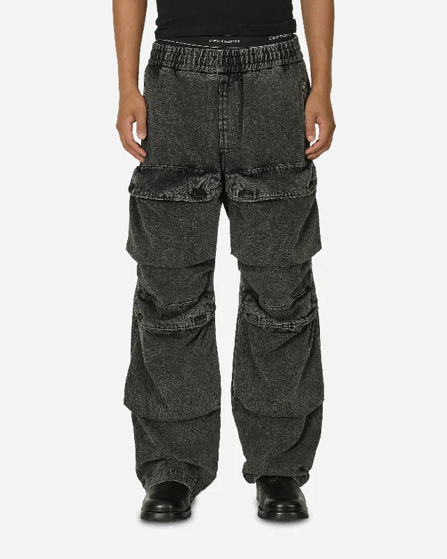 Custom Pants with Soft Cotton Fabric-Denim Cargo Pants Black