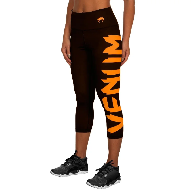 Custom Pants with Pockets-Venum Giant Cropped Leggings - Black/Orange