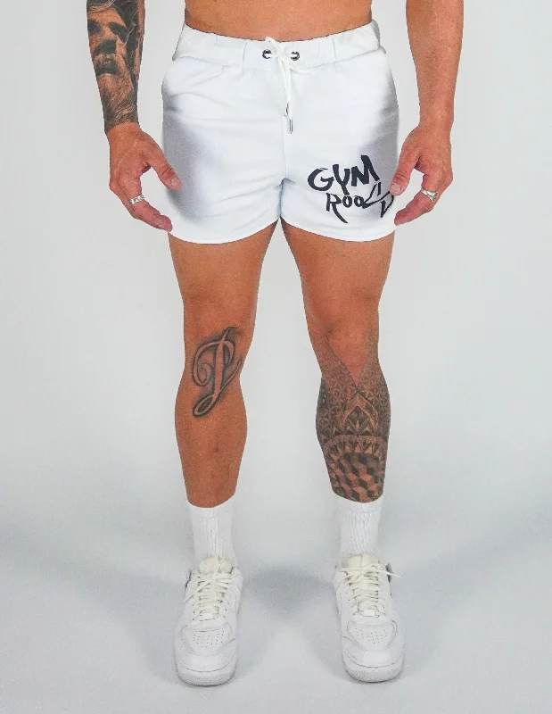 Shorts for Athletic Teams-Script Shorts - White