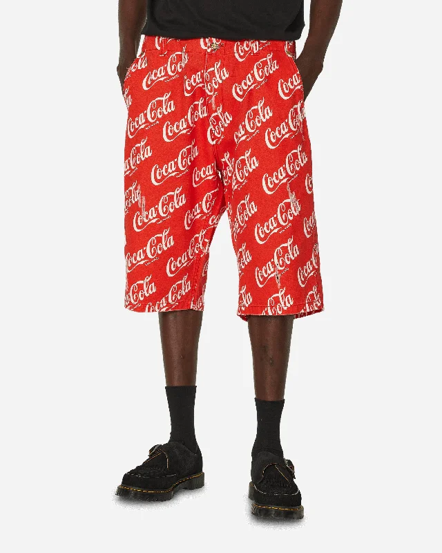 Premium Shorts for Activewear-Coca-Cola Printed Canvas Shorts Red