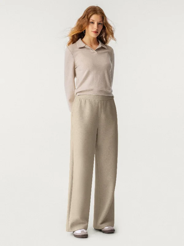 Custom Pants for City Walks-High Waisted Cozy Straight Leg Pant