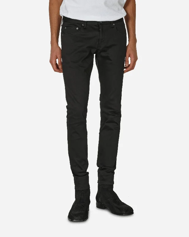 Custom Pants with Custom Artwork-Bolt 5 Pocket Skinny Pants Black