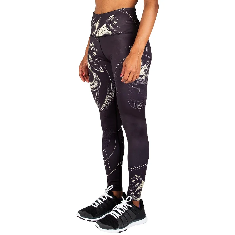 Custom Pants for Rain Protection-Venum Santa Muerte Leggings - Black/Yellow