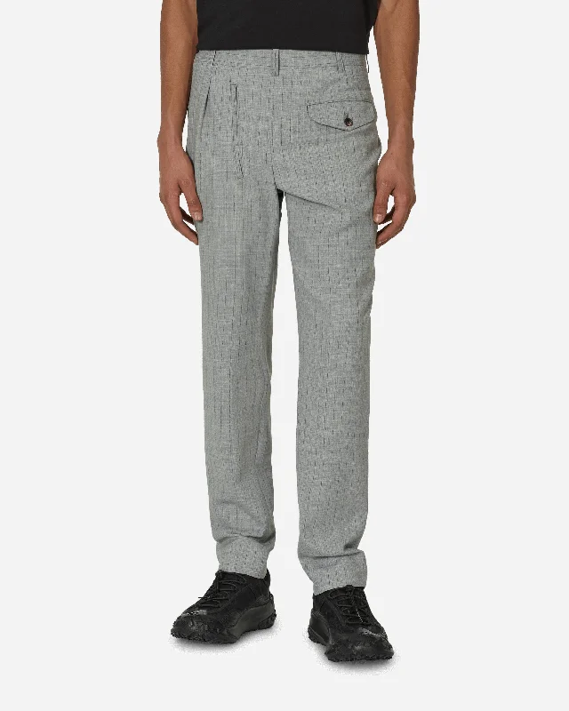 Custom Pants for Contractors and Builders-Deconstructed Checked Wool Trousers Grey