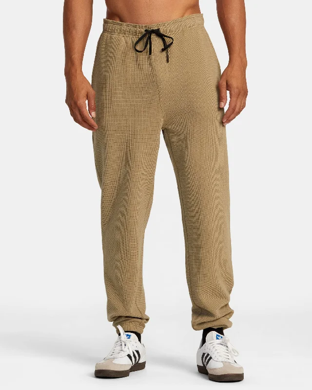 Custom Pants with Graphic Prints-C-Able Waffle Knit Joggers - Dark Khaki