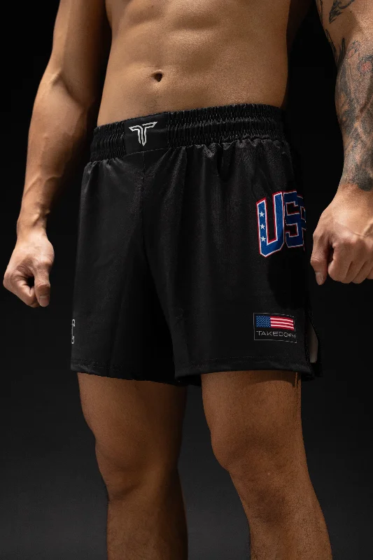 Athletic Shorts for Comfortable Wear-US Fight Club Fight Shorts (5"&7“ Inseam) - Black