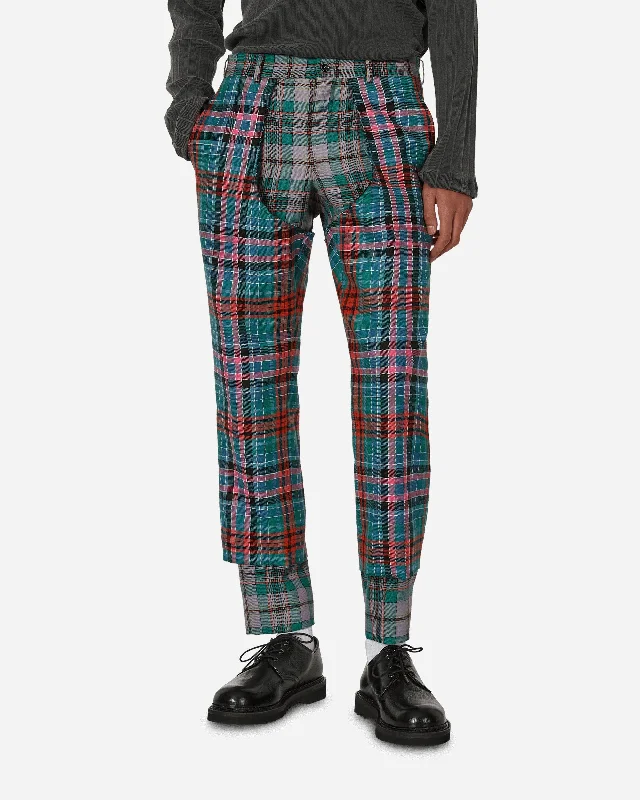 Custom Pants with Embroidery-Tartan Wool Trousers Multicolor