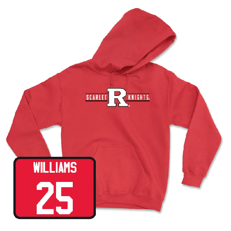 Custom Hoodies with Recycled Materials-Red Men's Basketball Scarlet Knights Hoodie - Jeremiah Williams