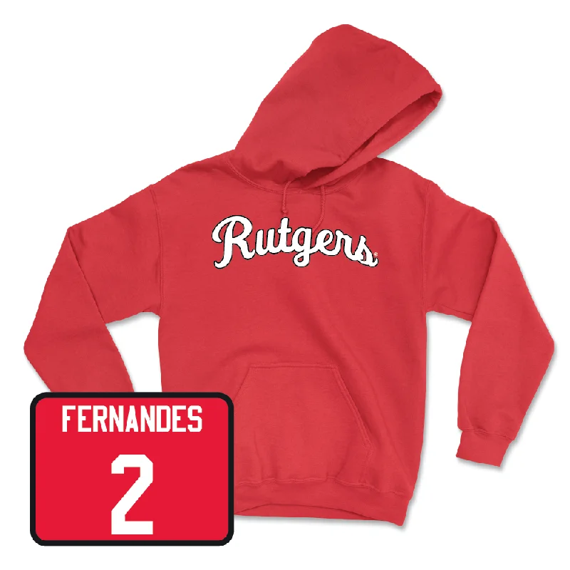 Custom Hoodies with Adjustable Hoods-Red Men's Basketball Script Hoodie - Noah Fernandes