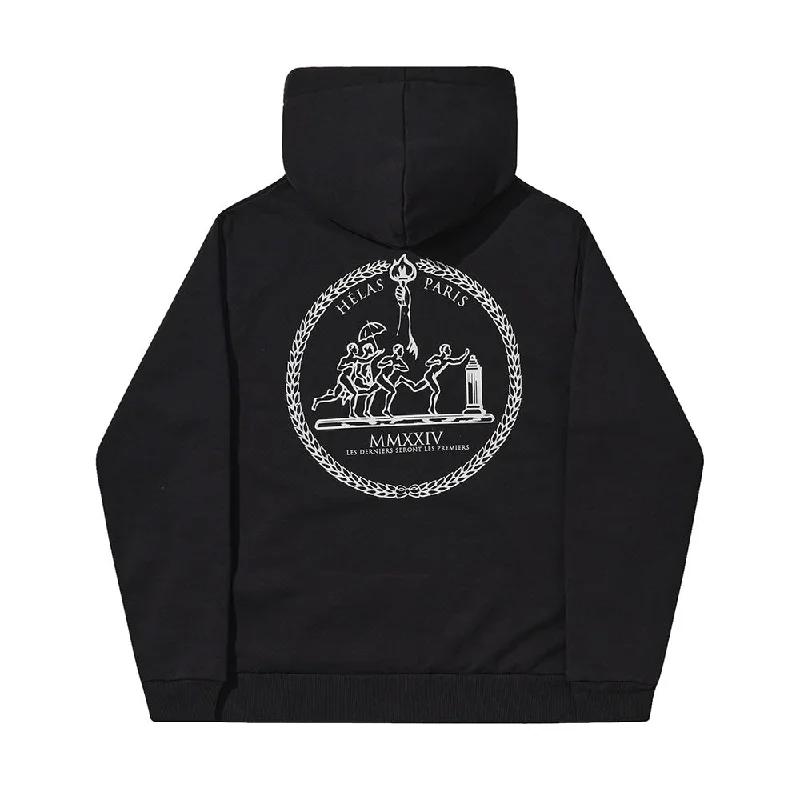 Custom Hoodies with Patches-HÉLAS DERNIERS HOODIE // BLACK