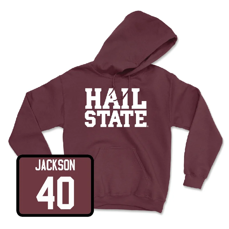 Custom Hoodies for Environmental Causes-Maroon Men's Basketball Hail Hoodie  - Trey Jackson