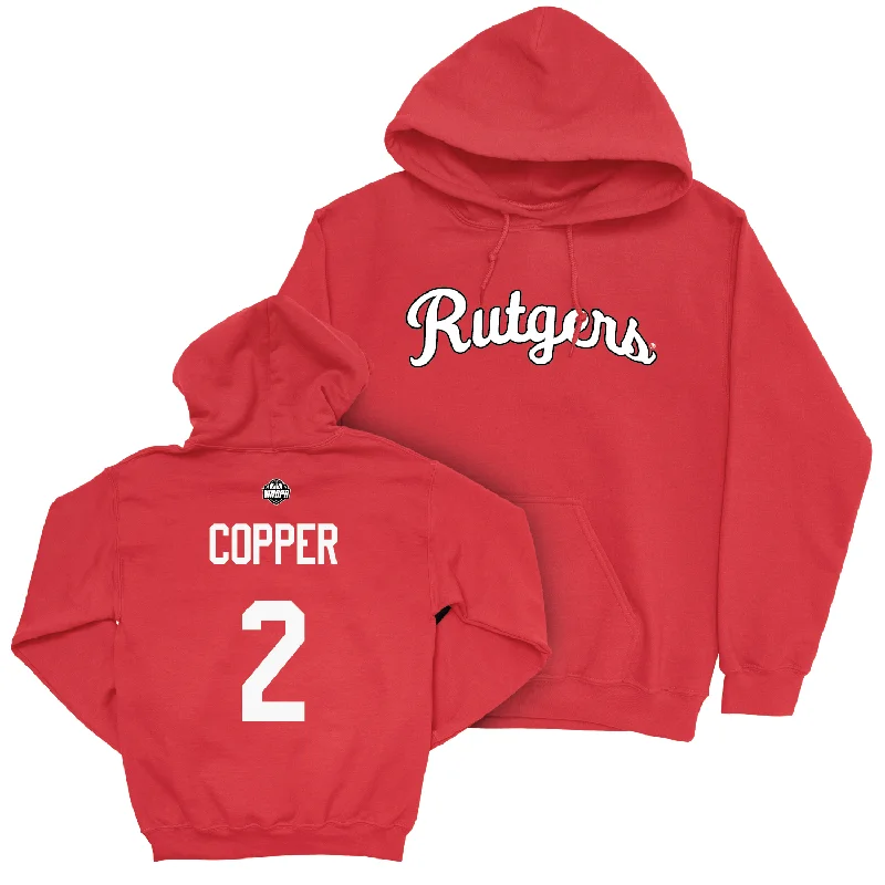 Custom Hoodies for Road Trips-Legacy Collection: Rutgers Women's Basketball Red Script Hoodie - Kahleah Copper | #2