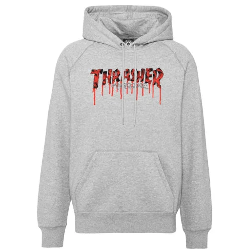 Custom Hoodies for Sports Teams-Thrasher Blood Drip Hoodie - Gray