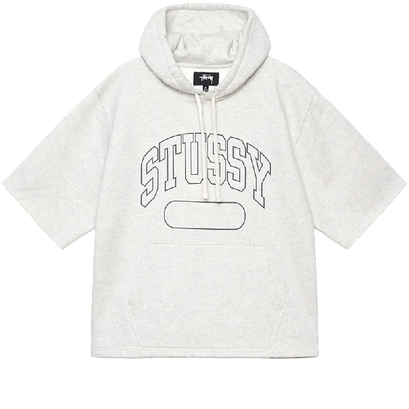 Custom Hoodies with Funny Designs-STÜSSY SS BOXY CROPPED HOOD // ASH HEATHER