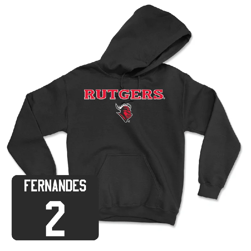 Custom Hoodies with Color Block Designs-Men's Basketball Black Rutgers Hoodie - Noah Fernandes