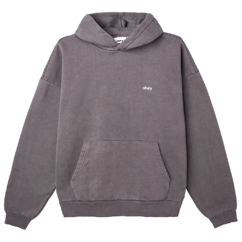 Custom Hoodies with Zippers-OBEY LOWERCASE PULLOVER PIGMENT HOOD // PIGMENT DIGITAL BLACK