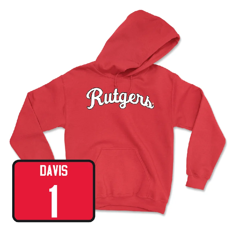 Custom Hoodies for Workwear-Red Men's Basketball Script Hoodie - JaMichael Davis