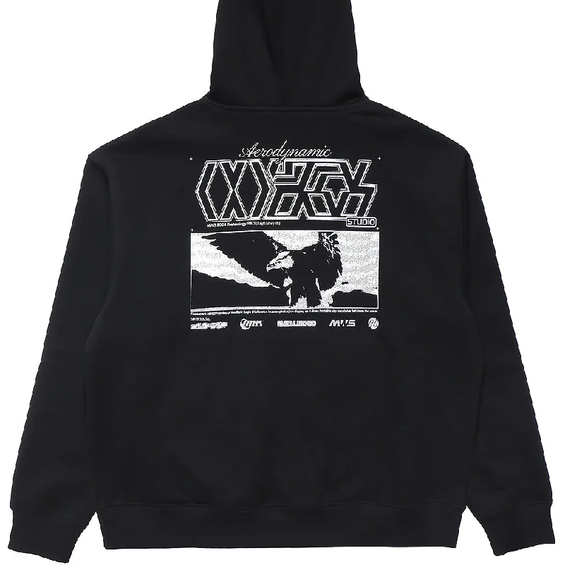 Custom Hoodies with Customizable Options-METALWOOD AERODYNAMIC HOODED SWEATSHIRT // BLACK