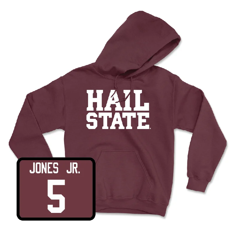 Custom Hoodies for Music Band Merchandise-Maroon Men's Basketball Hail Hoodie - Shawn Jones Jr.