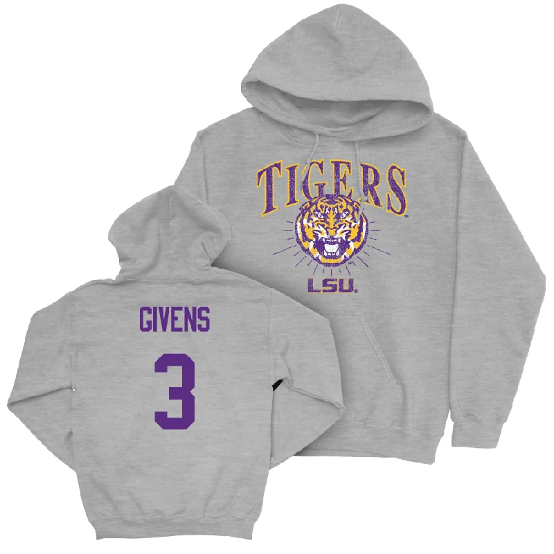 Custom Hoodies with Logos-Men's Basketball Sport Grey Tigers Hoodie  - Curtis Givens