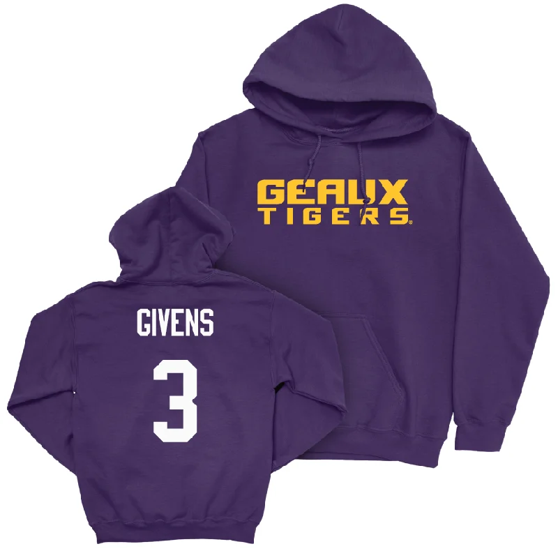 Custom Hoodies with Text-Men's Basketball Purple Geaux Hoodie  - Curtis Givens