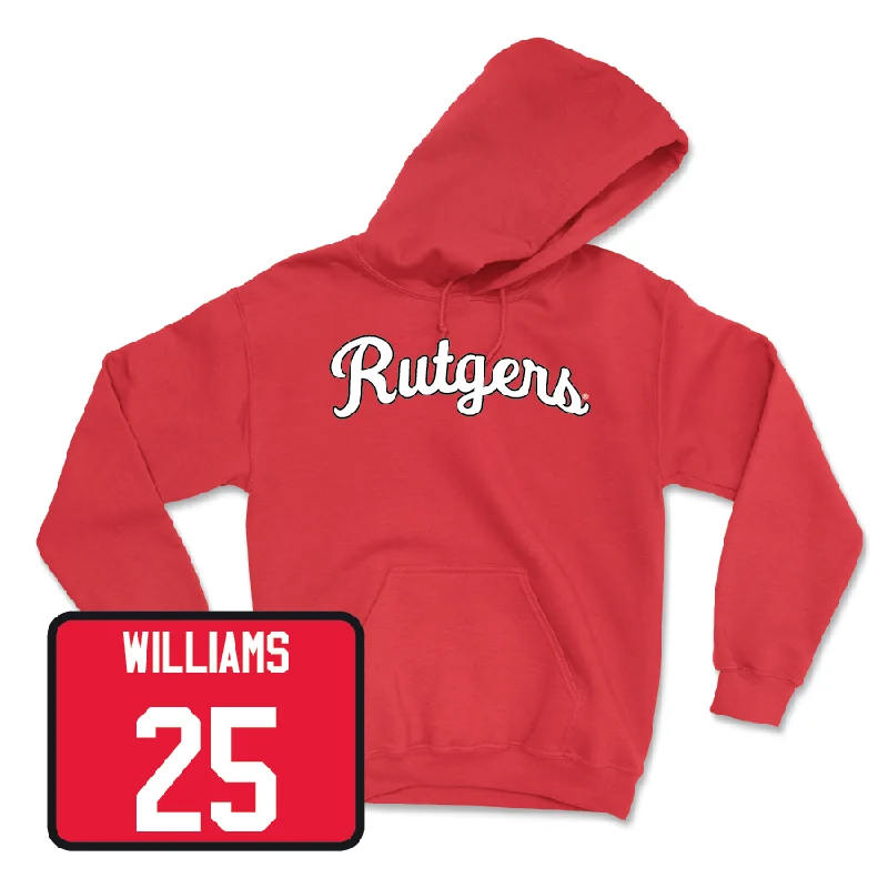 Custom Hoodies for Winter Workwear-Red Men's Basketball Script Hoodie - Jeremiah Williams