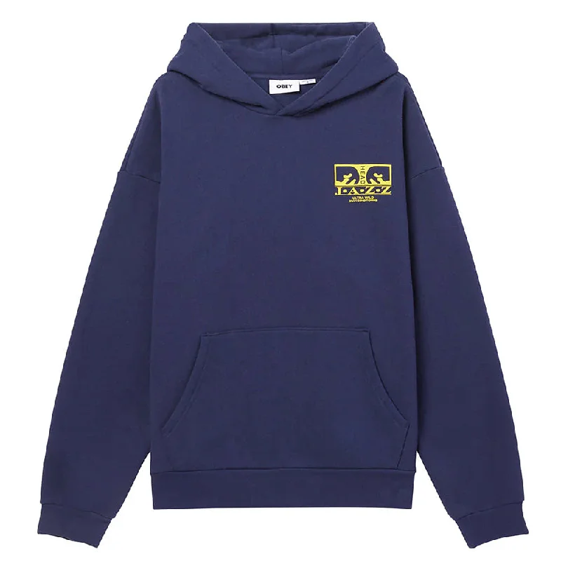 Custom Hoodies for Cold Weather-OBEY JAZZ HEAD EXTRA HEAVY HOOD // ACADEMY NAVY