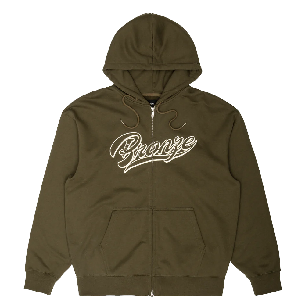 Custom Hoodies for Businesses-BRONZE 56K SPORTS ZIP HOODIE OLIVE