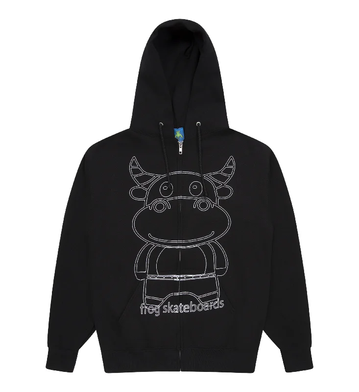 Custom Hoodies with Motivational Quotes-FROG SKATEBOARDS TOTALLY AWESOME ZIP BLACK