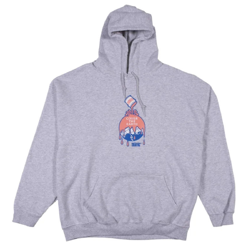 Custom Hoodies for Fundraising Events-TRAFFIC SKATEBOARDS COVER THE EARTH PULLOVER HOODIE HEATHER