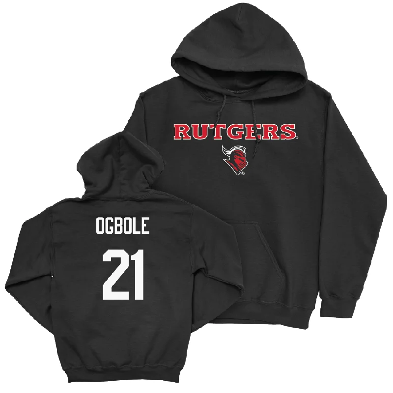 Custom Hoodies for Volunteers-Men's Basketball Black Rutgers Hoodie - Emmanuel Ogbole