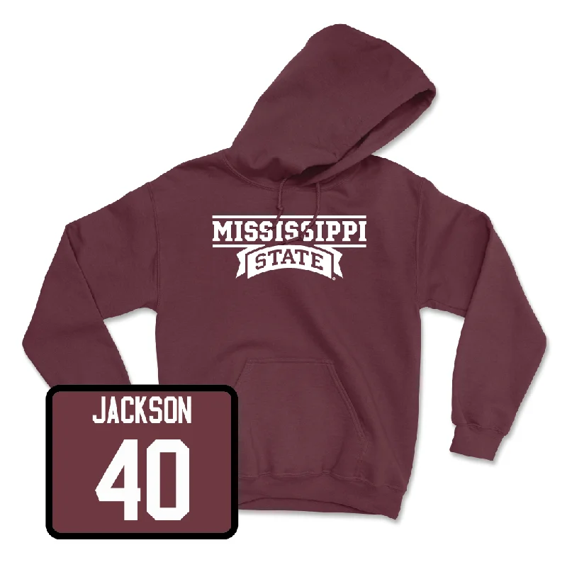 Custom Hoodies with Motivational Graphics-Maroon Men's Basketball Team Hoodie  - Trey Jackson